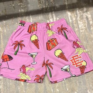 Eric Emanuel Pink Graphic Athletic Shorts
